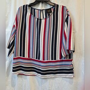 W5 Women's Striped Top - Red, Blue, Black, White